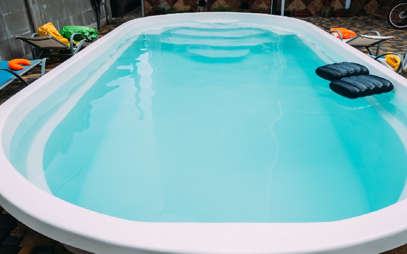 fiberglass pool in the hotel courtyard